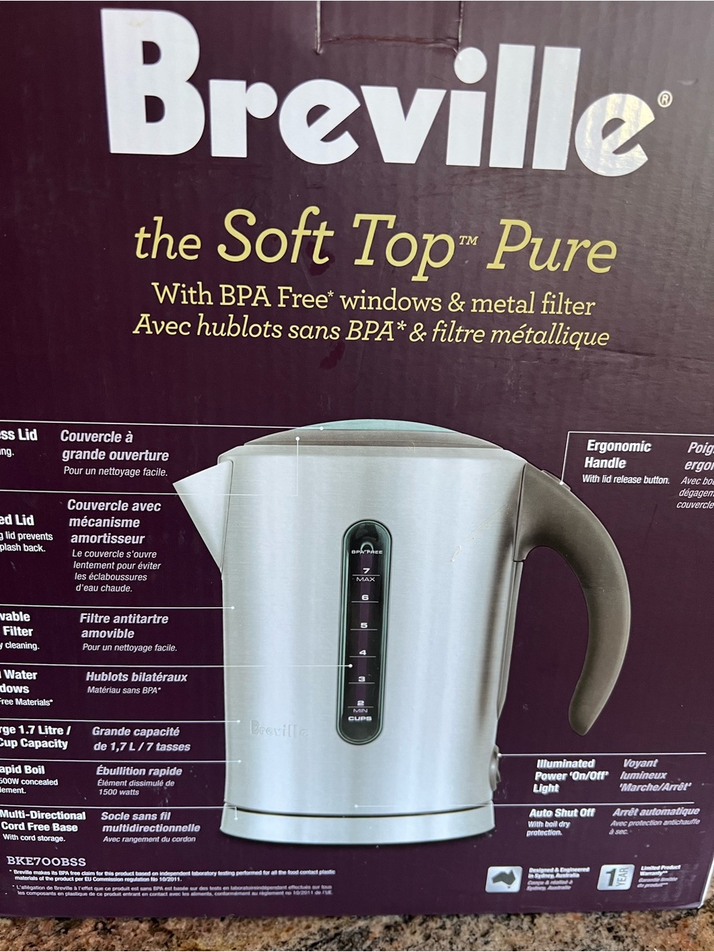 Breville Soft Top Pure Stainless Steel Electric Kettle - Silver